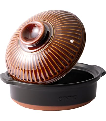 Amazon | 萬古焼 銀峯陶器 菊花 土鍋 (瑠璃釉, 9号) | 銀峯陶器(Ginpo